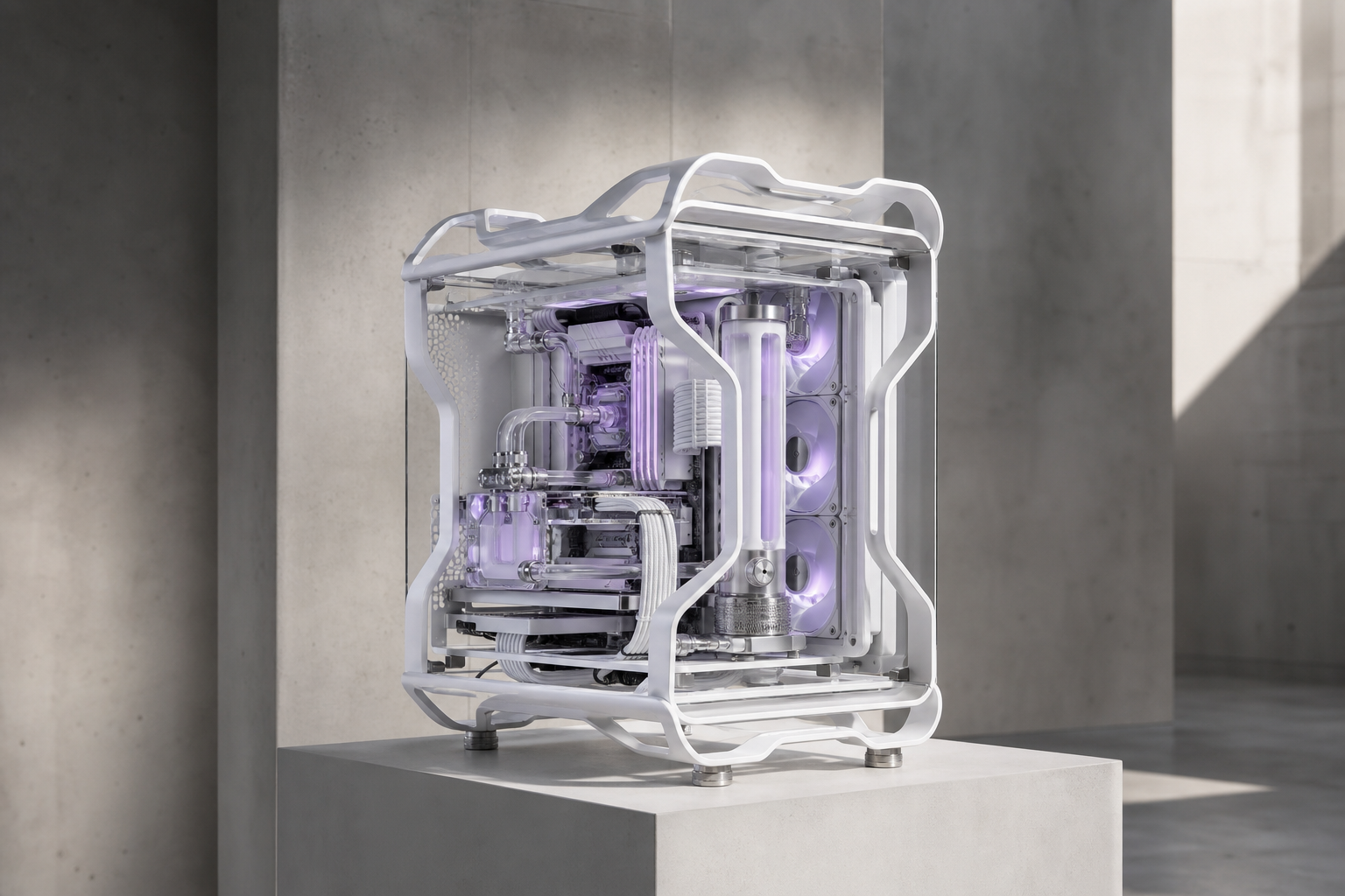 Helles Premium-PC-Gehäuse als Naturstein-Concept